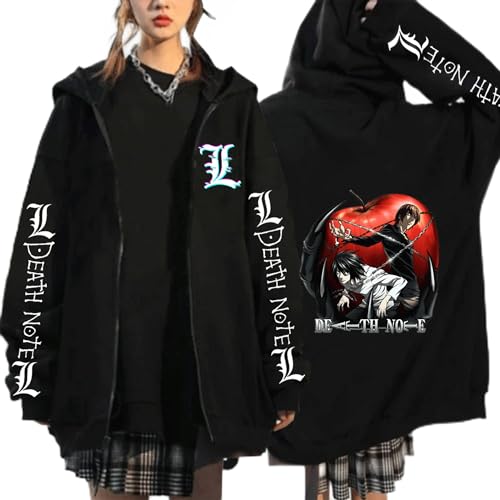 MEDM Hot Death Note Anime Reißverschluss Hoodie Jacken Hip Hop Streetwear Funy Long Sleeve Loose Casual Mode Death Note Sweatshirt Uniex-style7||XL von MEDM