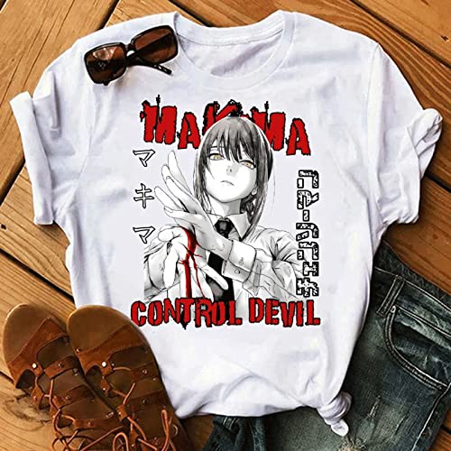 MEDM Kettensäge Mann Makima Augen Übergroßes Hemd Kawaii Anime T-Shirts Kleidung Japanische Manga-Kettensäge Makima T-Shirt Für Männer Unisex von MEDM
