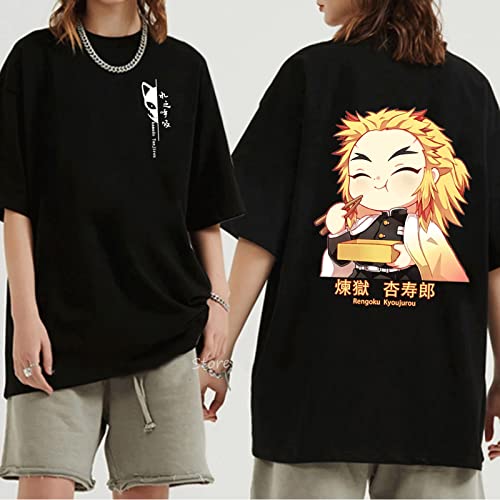 MEDM Unisex Dämon Slayer T-Shirt 70% Baumwoll-T-Shirts Anime Print T-Shirt Rengoku Kyoujurou Nezuko Ninja Short Top Y2K Harajuku Tops-style22||XL von MEDM