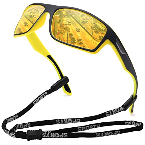 MEETSUN Sport Polarisierte Sonnenbrille für Männer Frauen Fahren Radfahren Angeln Sonnenbrille 100% UV400 Schutz Schwarzer Rahmen-Nachtsichtlinse von MEETSUN