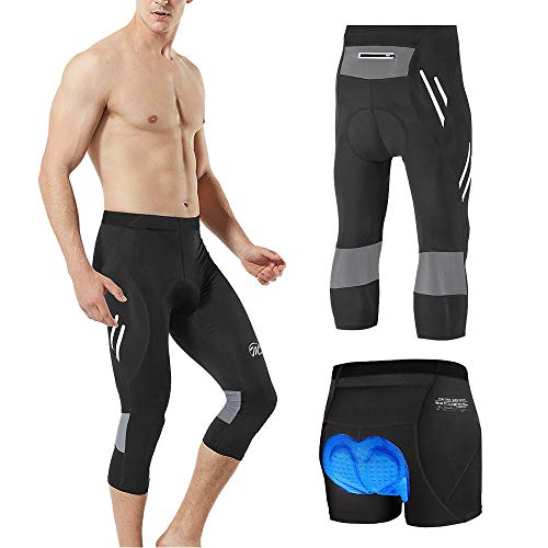 MEETWEE Herren 3/4 Radhose Fahrradhose, Kompression Radlerhose Leggings Radsport Hose für Männer Elastische Atmungsaktive 3D Schwamm Sitzpolster von MEETWEE