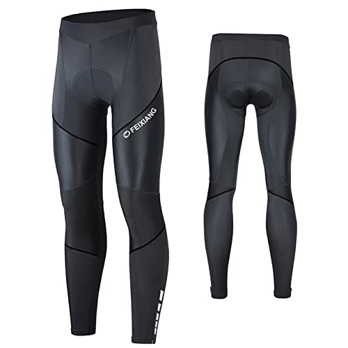 MEETWEE Herren Radlerhose Lange Fahrradhose, Kompression Radhose Leggings Radsport Hose für Männer Elastische Atmungsaktive 3D Schwamm Sitzpolster (Schwarz, M) von MEETWEE