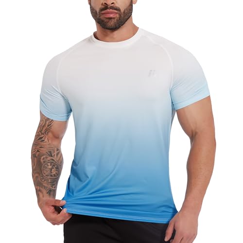 MEETWEE Rashguard Herren, Sportshirt Kurzarm UV Schutz Shirt UPF 50+ Funktionsshirt Atmungsaktiv Rash Vest für Outdoor Running Sports von MEETWEE