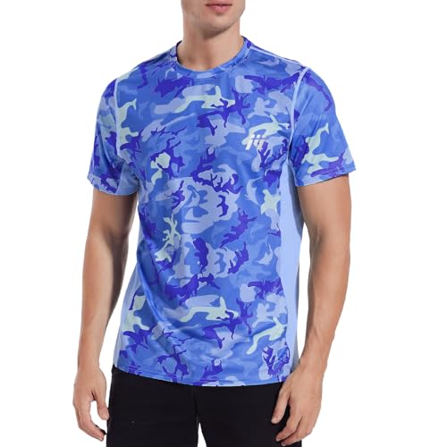 MEETWEE Rashguard Herren, Sportshirt Kurzarm UV Schutz Shirt UPF 50+ Funktionsshirt Atmungsaktiv Rash Vest für Outdoor Running Sports von MEETWEE