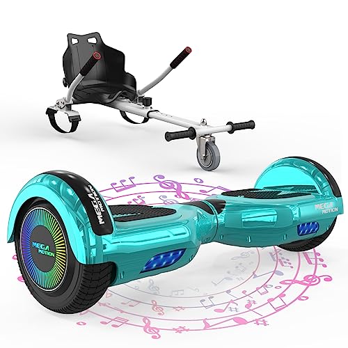 MEGA MOTION Hoverboard mit Sitz für Kinder, 6.5 Zoll Hoverboards mit Bluetooth Lautsprecher, mit LED-Leuchten, Geschenk für Kinder und Jugendliche von MEGA MOTION