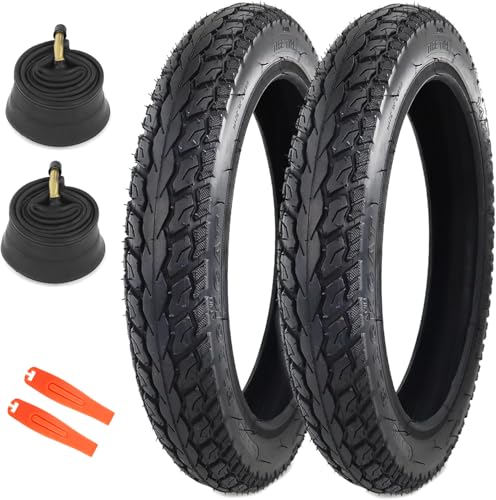 MEGHNA 2er-Pack 14x2.125 E-Bike Reifen 14 Zoll Reifen Mantel 57-254+2er-Pack Schlauch 14x1.75/2.125 AV32mm Ventil+2 Reifenheber E-Bike Tire/Kids Bike Tire von MEGHNA