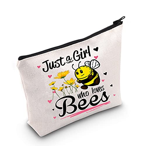 MEIKIUP Kosmetiktasche für Bienen-Liebhaber, Geschenk mit Bienen-Motiv, Bienen-Motiv, Kosmetiktasche mit Reißverschluss, Loves Bees Tasche, von MEIKIUP