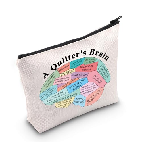MEIKIUP Quilter Gifts A Quilter's Brain Kosmetiktasche für Quilt-Liebhaber, Zubehör, Tasche, Quilt-Liebhaber, Nähgeschenk für Oma, Mutter, Tante, Quilter Bag2, 现代 von MEIKIUP
