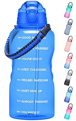 MEITAGIE 3,8 Liter Trinkflasche Sport mit Zeitangaben und Strohhalme, 3,8L Groß Sportflasche BPA Frei, Auto Wasserbehälter Auslaufsicher Sportflasche von MEITAGIE
