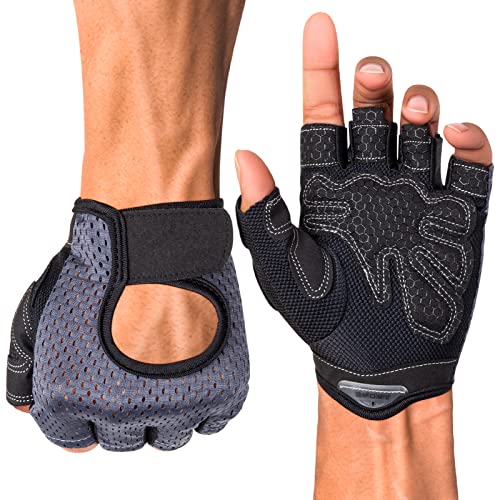 MELLIEX Fitness Handschuhe Damen Herren, rutschfeste Gym Handschuhe Atmungsaktive Trainingshandschuhe mit Mikrofasergewebe für Gewichtheben, Fahrrad, Gym, Krafttraining, Crossfit, Grau(S) von MELLIEX