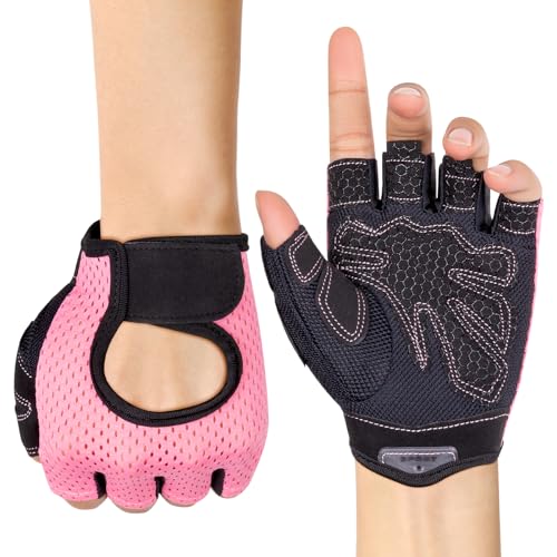 MELLIEX Fitness Handschuhe Damen Herren, rutschfeste Gym Handschuhe Atmungsaktive Trainingshandschuhe mit Mikrofasergewebe für Gewichtheben, Fahrrad, Gym, Krafttraining, Crossfit, Rosa(L) von MELLIEX