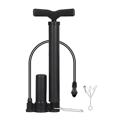 1 Stück Fahrradpumpe Mit 1 Stück Zusatzluftspitze, Tragbare Reifenpumpe, Mini-Standpumpe Mit Luftnadel, Geeignet Für Rennrad, Mountainbike, Hybrid (Schwarz) von MEMOFYND