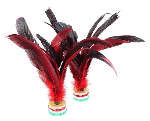 MENTAM Chinesische Ziegen, Füße, 2 Stück Feder Jianzi Fußtritt Handrad Fancy Feather Fitness (Farbe: Rot) von MENTAM