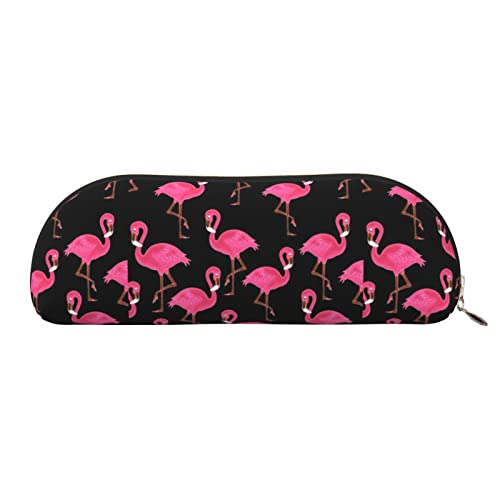 Strapazierfähige Make-up-Tasche aus Leder, Kosmetiktasche, hübsches rosa Flamingo-Muster, Bleistift- und Stifttasche, Reisezubehör, gold, One Size, Kinderrucksack von MEPED