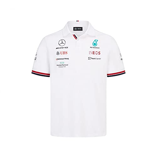MERCEDES AMG PETRONAS Formula One Team - Offizielle Formel 1 Merchandise Kollektion - 2022 Team Polo - Weiß - Herren - L von MERCEDES AMG PETRONAS