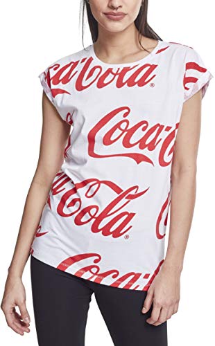 Merchcode Damen Coca Cola T-Shirt Ladies AOP Tee mit Logo-Print, White, XXL von MERCHCODE