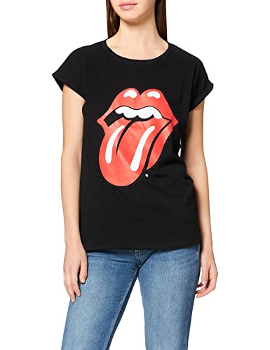 MERCHCODE Damen Ladies Rolling Stones Tongue Tee L Black von MERCHCODE