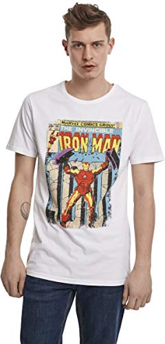 MERCHCODE Herren Iron Man Cover Tee XS White von MERCHCODE