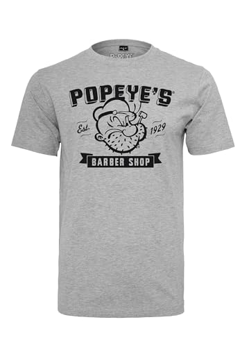 MERCHCODE Herren Popeye Barber Shop Tee T-Shirt Heather Grey, M von MERCHCODE