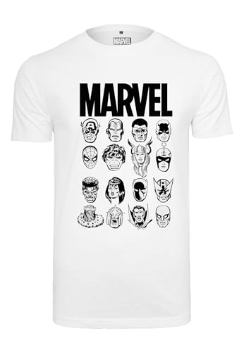 MERCHCODE Herren Marvel Crew T-Shirt, White, M von MERCHCODE