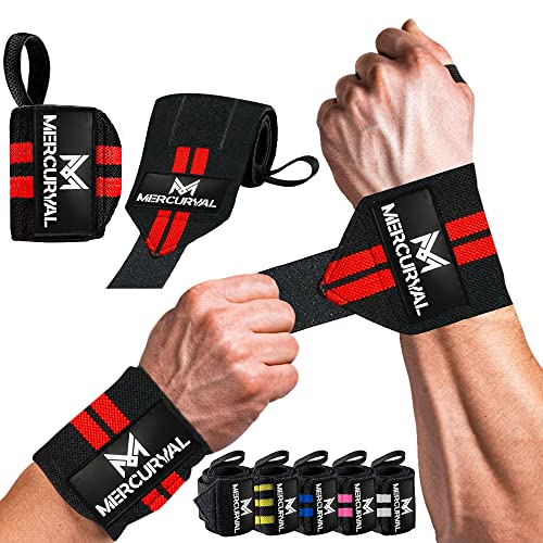 MERCURYAL 2 x Gym Handgelenkbandage, Crossfit, Fitness-Zubehör, Unisex-Sport-Handgelenkbandage, Schwarz und Rot von MERCURYAL