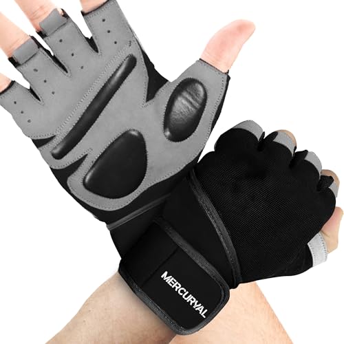 MERCURYAL 2er-Pack Fitnesshandschuhe für Herren, Fitnesshandschuhe für Fitnesstraining, Klimmzüge, Fitnessstudio, Fitness-Handschuhe für Damen, Fitness-Handschuhe (langer Handgelenkriemen, XL) von MERCURYAL