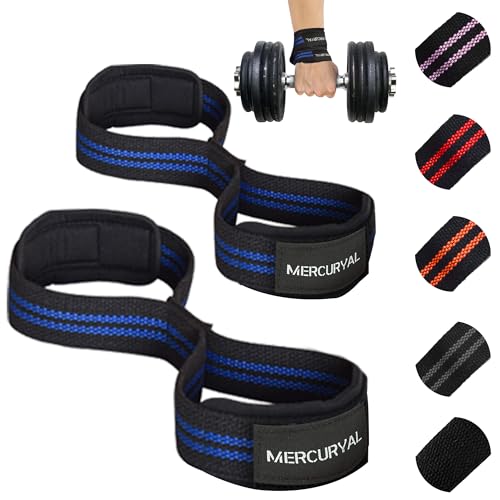 MERCURYAL Figur 8 Gepolstert Zughilfen Krafttraining - Weight Lifting Straps - Bodybuilding Gewichte Training - Deadlift, Kreuzheben - Zughilfen Bodybuilding Für Männer & Frauen (Schwarz & Blau) von MERCURYAL