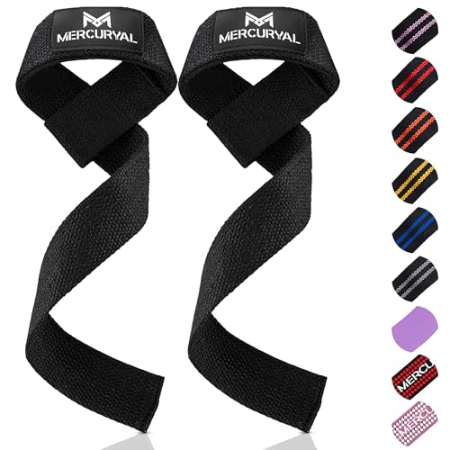 MERCURYAL Zughilfen Krafttraining Lifting Straps - Bodybuilding, Fitness - Kreuzheben Gurte - Profi Lifting Straps - für Frauen und Männer - Lifting Straps - Gym Zubehör (Schwarze) von MERCURYAL