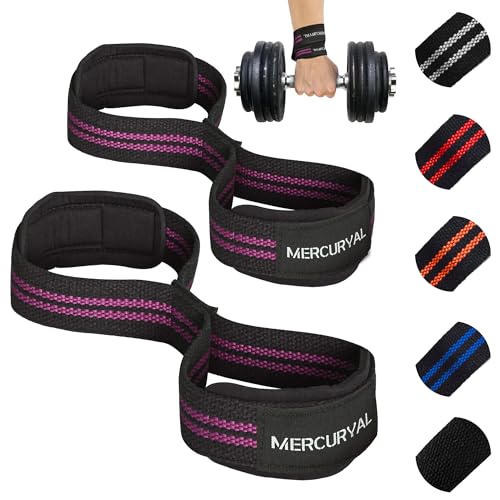 MERCURYAL Figur 8 Gepolstert Zughilfen Krafttraining - Weight Lifting Straps - Bodybuilding Gewichte Training - Deadlift, Kreuzheben - Zughilfen Bodybuilding Für Männer & Frauen (Schwarz & Rosa) von MERCURYAL