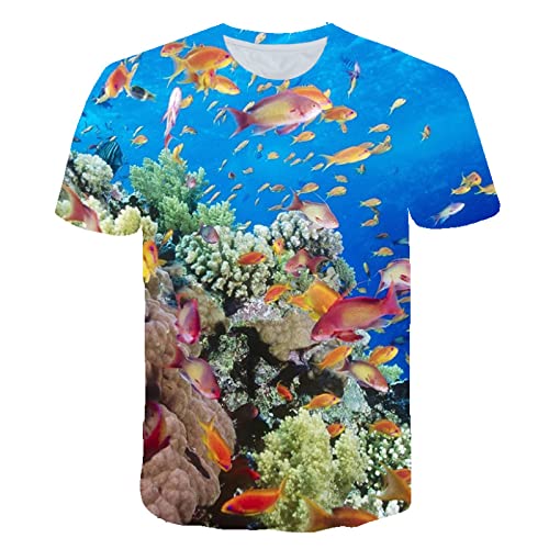 MERVOS Blau 3D Unterwasserwelt Muster T-Shirt Männer Frauen lässig Sommer gedruckt kurzärmelige Top von MERVOS