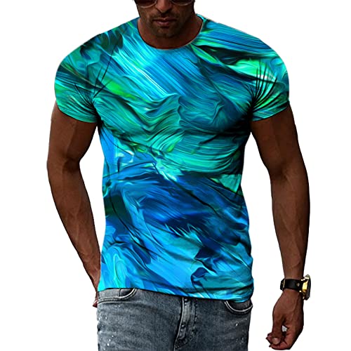 MERVOS Blaues 3D Graffiti Herren Damen T-Shirt Sommer lässiges Harajuku kurzärmeliges Oberteil von MERVOS