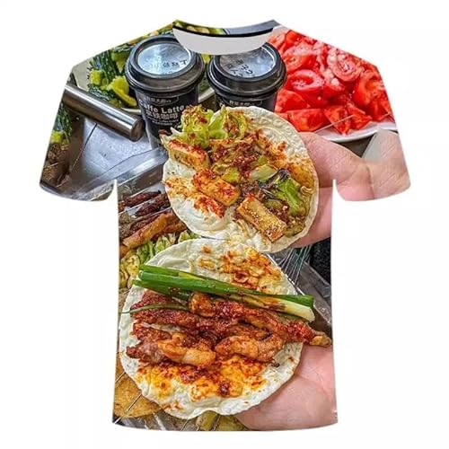 MERVOS Köstliche Grillmuster T-Shirt Männer und Frauen lässig Rundhalsausschnitt Kurze Ärmel Kleidung Zubehör von MERVOS
