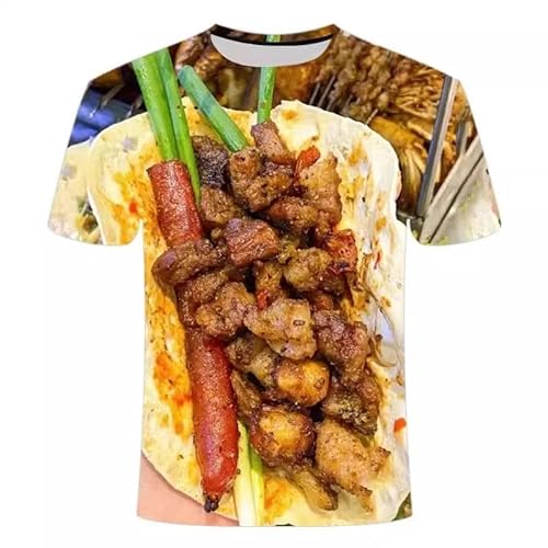 MERVOS Kreative Grillmuster T-Shirt für Männer und Frauen lässigen Rundhalsausschnitt Kurze Ärmel Kleidung Dekoration von MERVOS