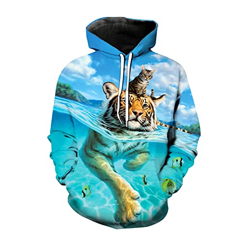 MERVOS Tier Tiger 3D gedruckt Sweatshirt Hoodie Herbst Winter beliebte Kapuzen-Sweatshirt für Jungen und Mädchen von MERVOS