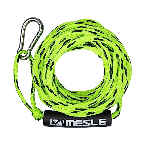 MESLE Schlepp-Leine 2P 50' für Wassersport Tubes und Schleppreifen, mit Schwimmer und Karabiner, Zug-Seil für 2 Personen Towable, Länge 15,2 m, Farbe:grün von MESLE