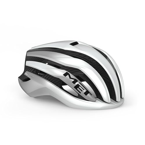 MET Sport Helm Trenta 3k Carbon MIPS Helmet, Weiß/Silber (Mehrfarbig), M von MET