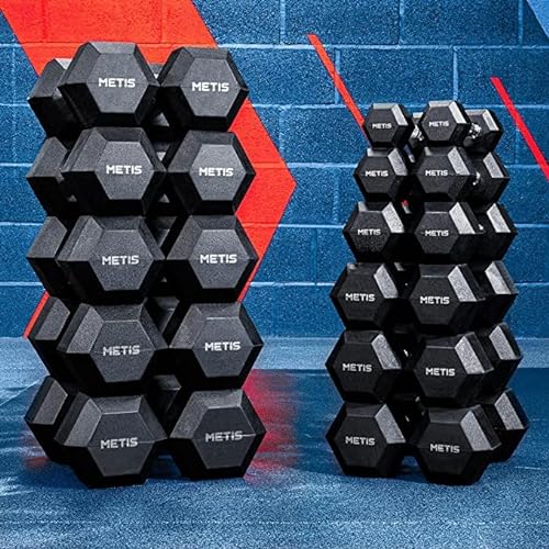 METIS Hexagon Kurzhanteln - Hanteln für Krafttraining (als Paar erhältlich) | 2,5kg – 27,5kg | Gewichte Hantel | Fitness Geräte Zuhause | Dumbbell Set (20kg) von METIS