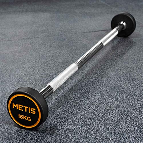 METIS Langhanteln | Gummi Langhanteln | Heim Fitnessgeräte | in 5 Gewichtsvarianten | Komplettes Set erhältlich (15kg) von METIS