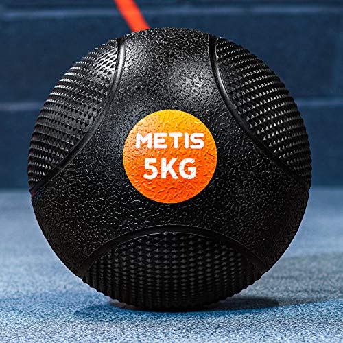 METIS Medizinball - 1kg bis10kg | Fitnessball für Heimgebrauch und Fitnesscenter - Gummi mit ausgezeichnetem Griff (5 kg) von METIS