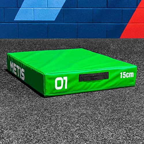 METIS Plyo Box Set | Stapelbare Plyo Boxen - Heimtraining & im Fitnessstudio | Hochwertige Soft Foam Jump Box | 15cm/30cm/45cm/60cm/Set von 4 (Grün (15 cm)) von METIS