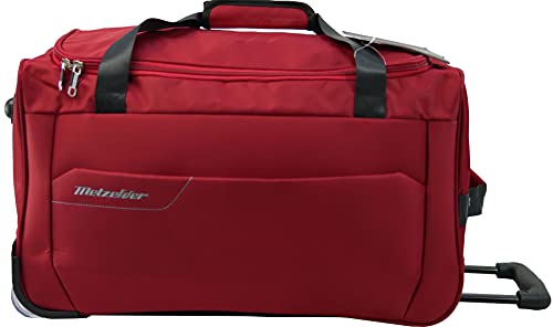 METZELDER Reisetasche Trolley mit Rollen Runner Koffer weich Trend, Rot, Taille Moyenne (soute)_63x32x34cm_63L_2,5kg, Reisetasche von METZELDER