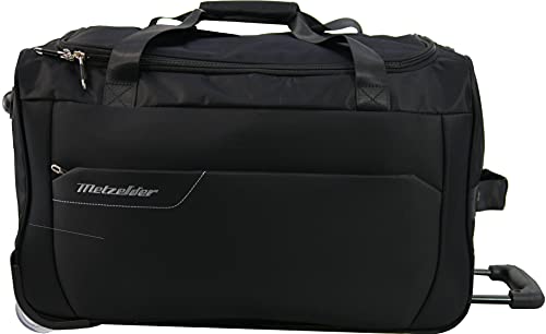 METZELDER Reisetasche Trolley mit Rollen Runner Koffer weich Trend, Schwarz (Black), Taille Moyenne (soute)_63x32x34cm_63L_2,5kg, Reisetasche von METZELDER