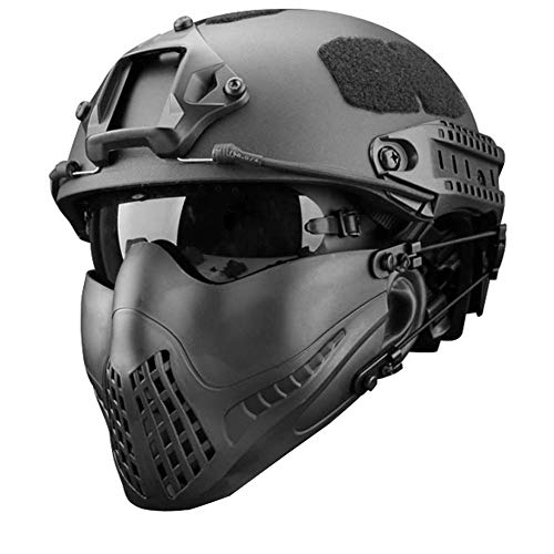 MEYLEE Half Face Lower Mask Taktische Netzmaske, Kann mit schnellem Helm, UV-Schutzbrillen-Kombinationsset, Für Airsoft Paintball Jagdschießen CS verwendet Werden,Black von MEYLEE