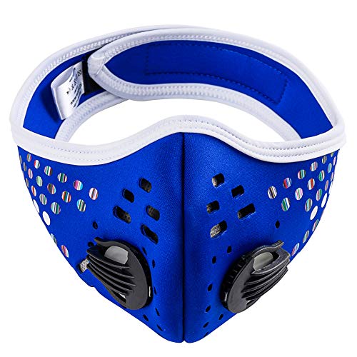 MFAZ Morefaz Ltd nti Staub/Smog/Wind Maske Unisex Radfahren Staubdichtes Sport-Atemschutzgerät Gesichtsmaske Laufen Staubfilter Masken (Dots Blue) von MFAZ Morefaz Ltd