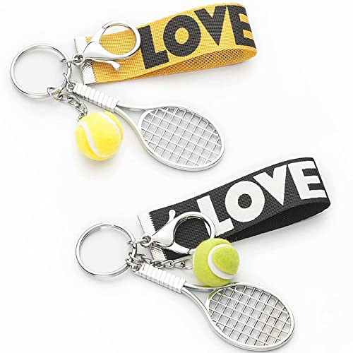 MFCGHXR 2 Stück Mini Tennisschläger Schlüsselanhänger Tennisschläger Metall Mini Tennisschläger mit Karabinerverschluss, geeignet für Autoschlüssel, Sportgeschenke von MFCGHXR