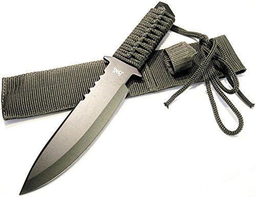 MFH - Messer mit feststehender Klinge, schwarz mit Griff aus Nylonband - 44494 von MFH