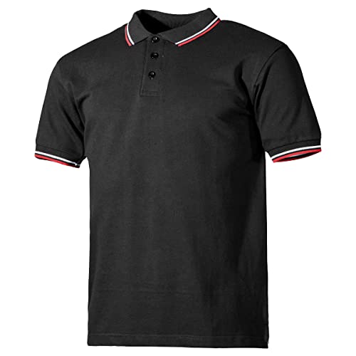 MFH Unisex Polotrøje røde og hvide striber med knaplukning T Shirt, Schwarz, 3XL EU von MFH