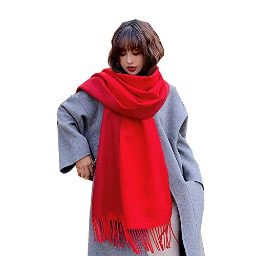 MIAOHAIYAN Damen Schal Warm Pashminas Winterschal Weiche übergroßer Schultertuch Schals Stola 195 * 70 cm,Rot von MIAOHAIYAN