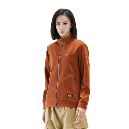 MIATCENRT Winter-Fleecejacke Für Damen – Outdoor-Langarmjacke Mit Durchgehendem Reißverschluss Und Samtverdicktem, Warmem Sweatshirt, Urlaubs-Arbeits-Cardigan Mit Taschen, Karamell, M von MIATCENRT