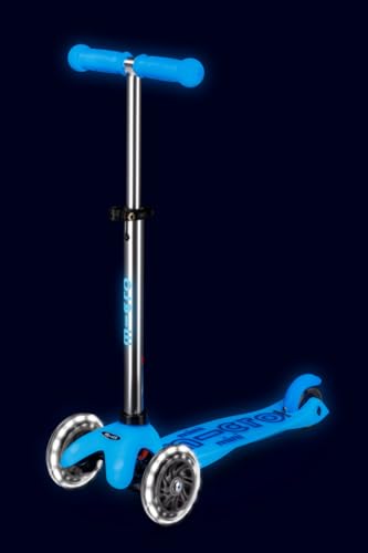 Micro® Mini Deluxe Glow LED-Scooter mit 3 Rädern für Kinder, leuchtet im Dunkeln, Räder mit LED-Beleuchtung, Spaß und Sicherheit, 2-5 Jahre (Artic Blue, Einheitsgröße) von MICRO